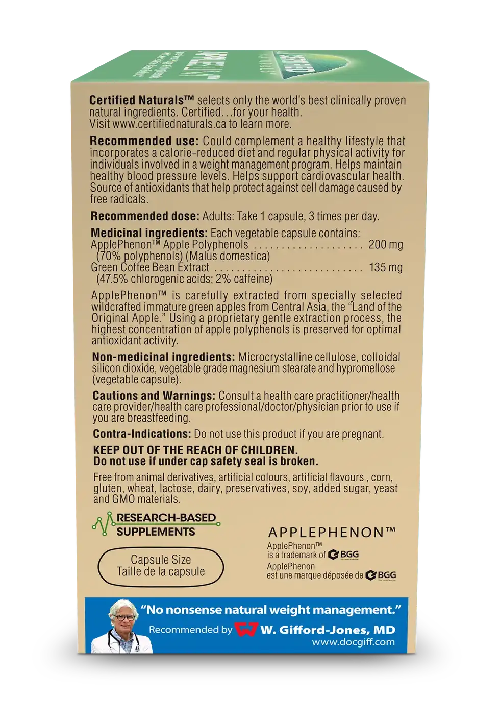 AppleSlim Antioxidant with ApplePhenon - Calorie & Cardio Support, Blocks Fat + Sugar