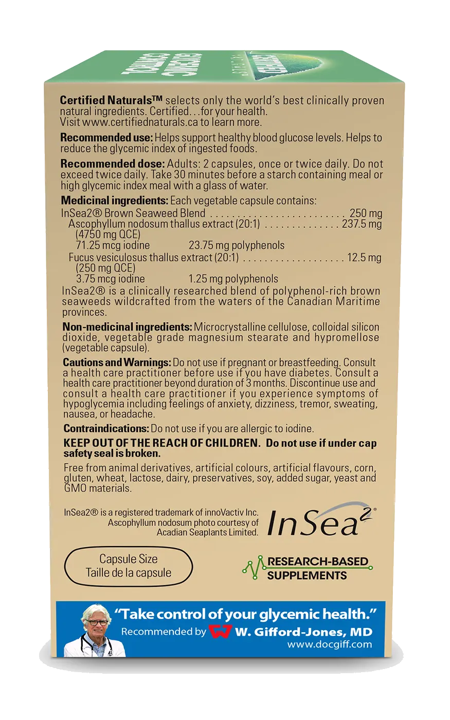 Glycemic Control with InSea2 Antioxidant, Weight Loss, Blocks Carbs + Sugars, 60 capsules