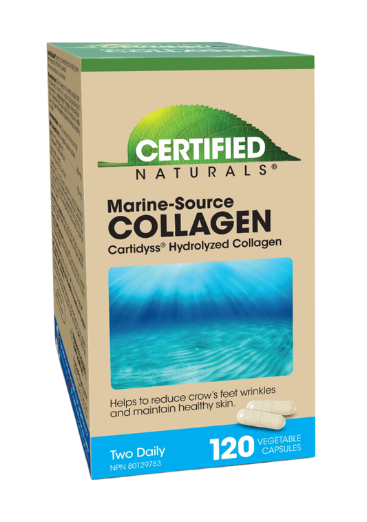Box of Certified Naturals Marine-Source Collagen on a white background